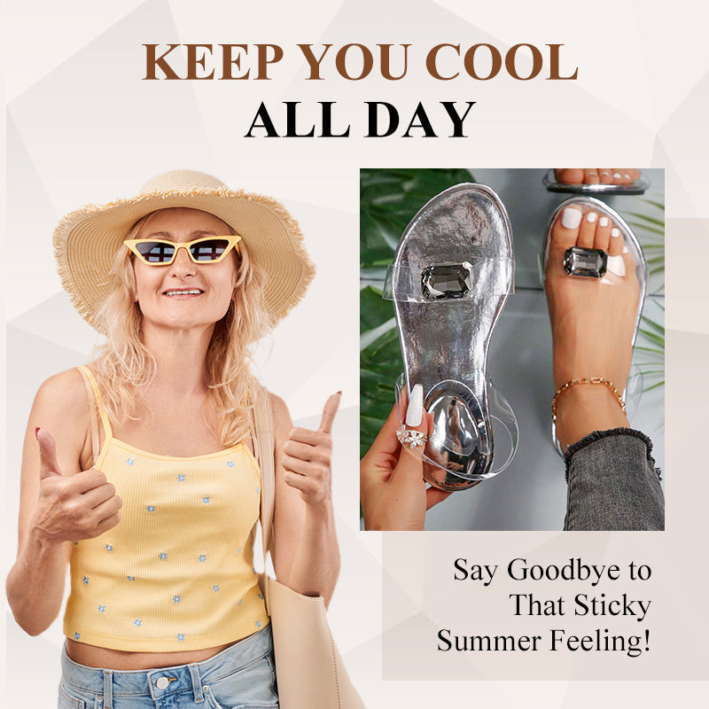 đź’•2025 New Arrivalđź’–Flat Sandals With Clear Rhinestones For Women