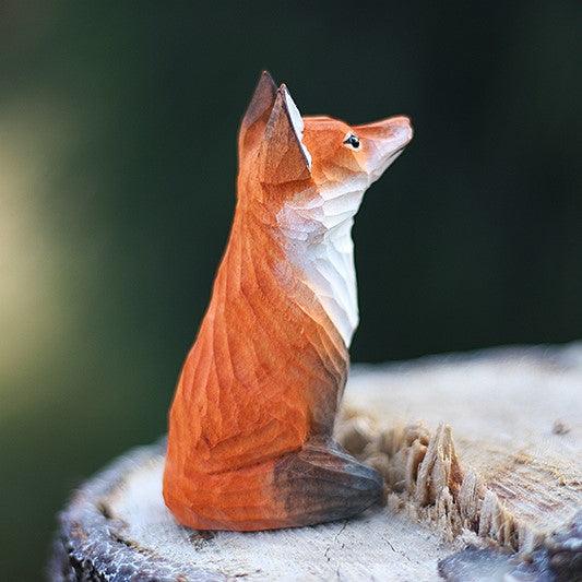 Fox Sculpted Hand-Painted Animal Wood Figure
