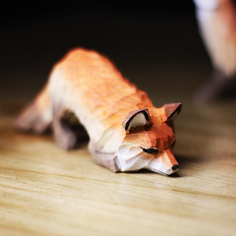 Fox Sculpted Hand-Painted Animal Wood Figure