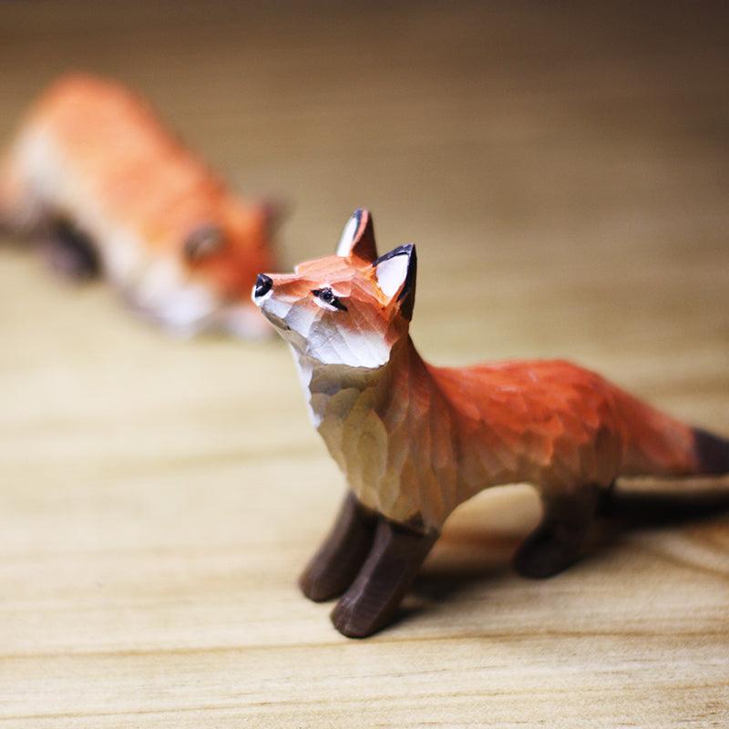 Fox Sculpted Hand-Painted Animal Wood Figure