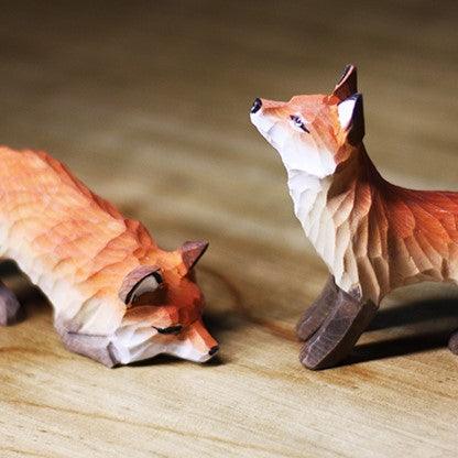 Fox Sculpted Hand-Painted Animal Wood Figure