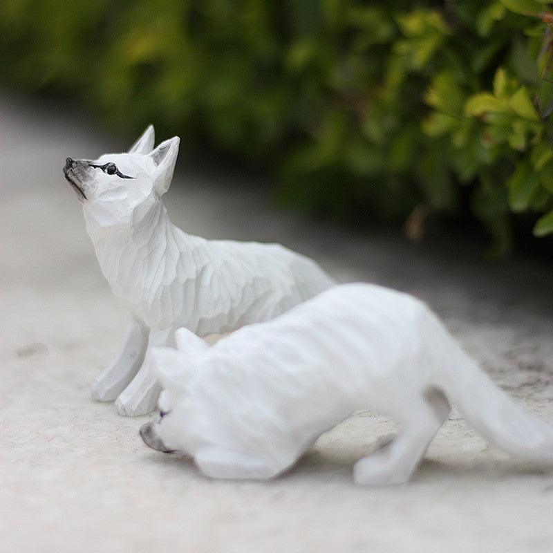 Fox Sculpted Hand-Painted Animal Wood Figure