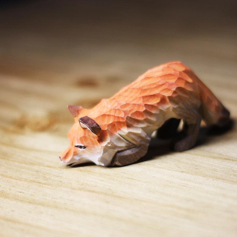 Fox Sculpted Hand-Painted Animal Wood Figure