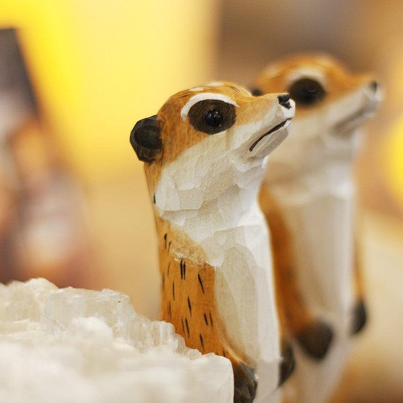 Meerkat Sculpted Hand-Painted Animal Wood Figure