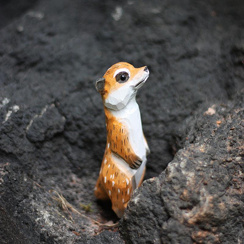 Meerkat Sculpted Hand-Painted Animal Wood Figure