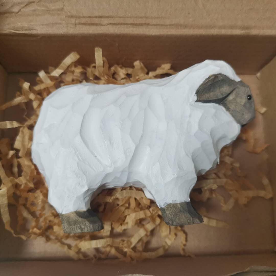 Sheep Sculpted Hand-Painted Animal Wood Figure