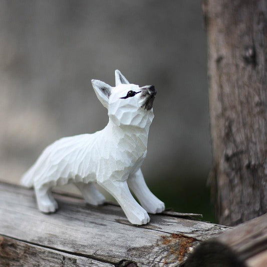 Fox Sculpted Hand-Painted Animal Wood Figure
