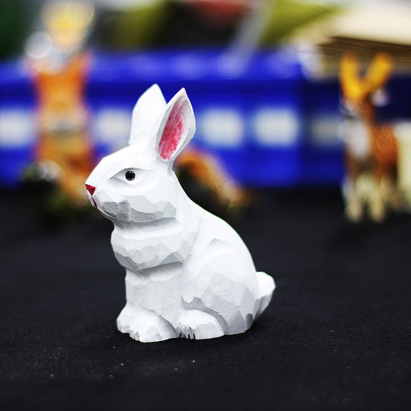 Rabbit Sculpted Hand-Painted Animal Wood Figure