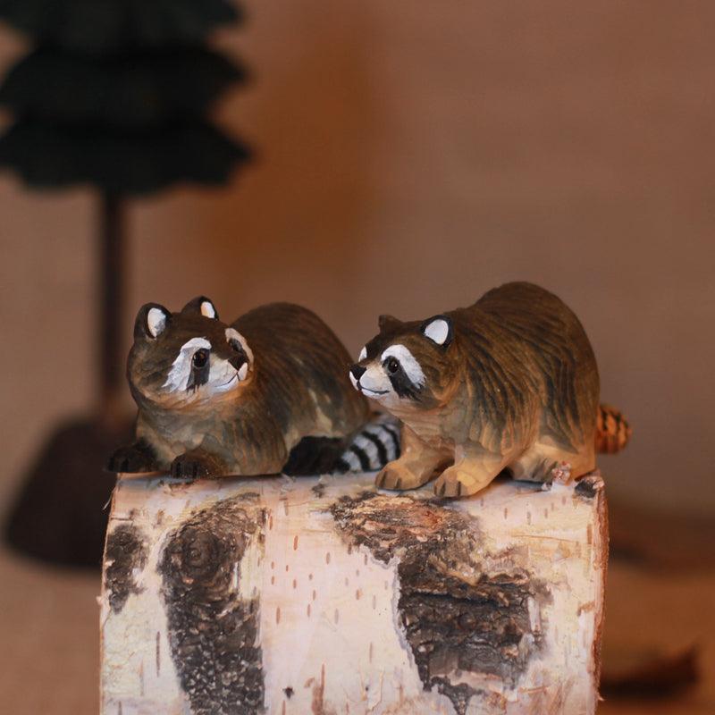 Raccoon Sculpted Hand-Painted Animal Wood Figure