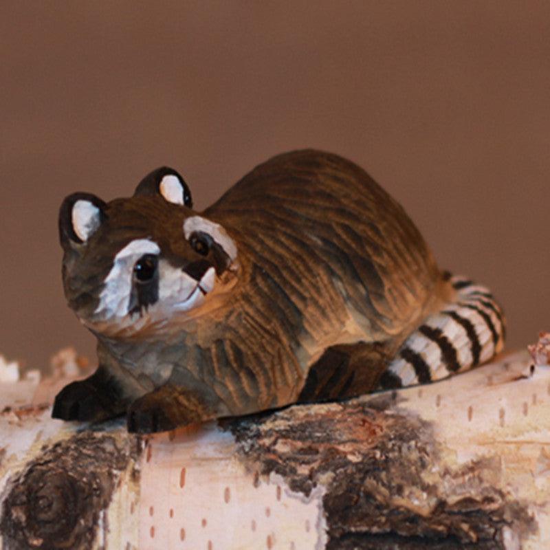 Raccoon Sculpted Hand-Painted Animal Wood Figure
